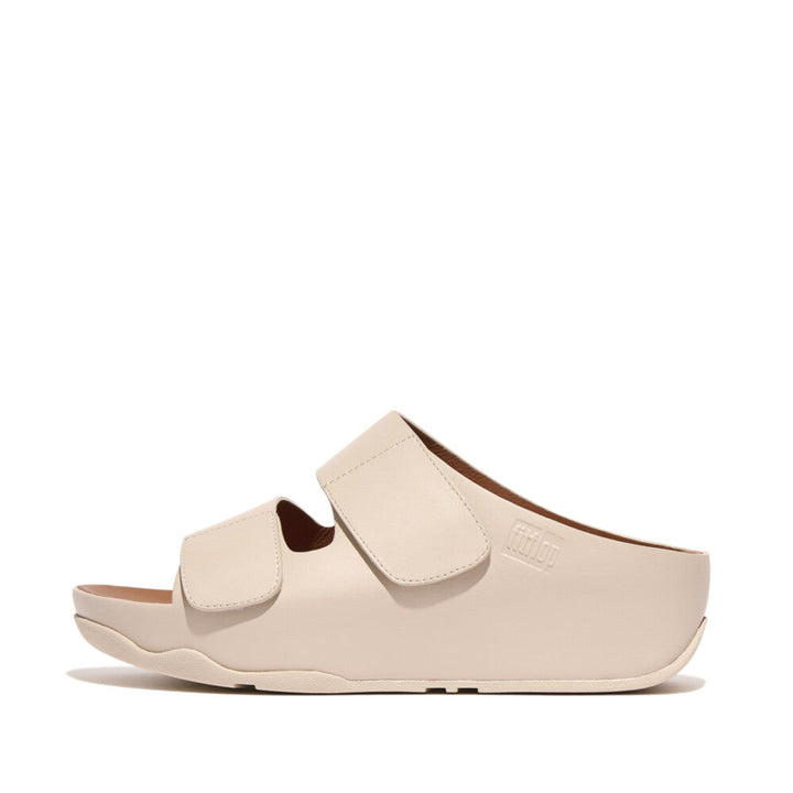 FitFlop FitFlop SHUV Adjustable Two-Bar Leather Slides Sandal Stone Beige 3 